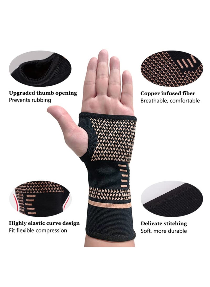 SYOSI Elastic Wrist Support Sleeve, Copper Wrist Compression Brace, Elastic Arm Cast Stockinette for Tendonitis, Arthritis, Sprains Pain Relief, Breathable Carpal Tunnel Hand Brace for Sport, Workout - Image 5