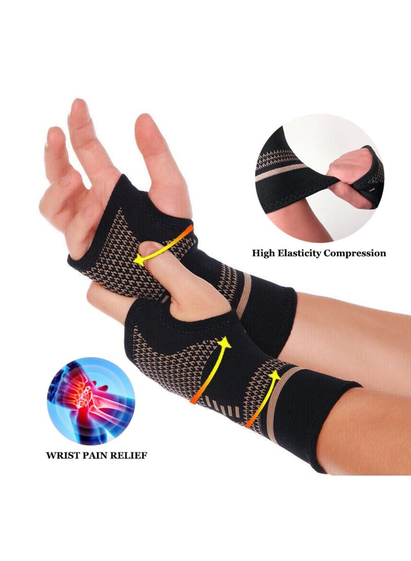 SYOSI Elastic Wrist Support Sleeve, Copper Wrist Compression Brace, Elastic Arm Cast Stockinette for Tendonitis, Arthritis, Sprains Pain Relief, Breathable Carpal Tunnel Hand Brace for Sport, Workout - Image 3