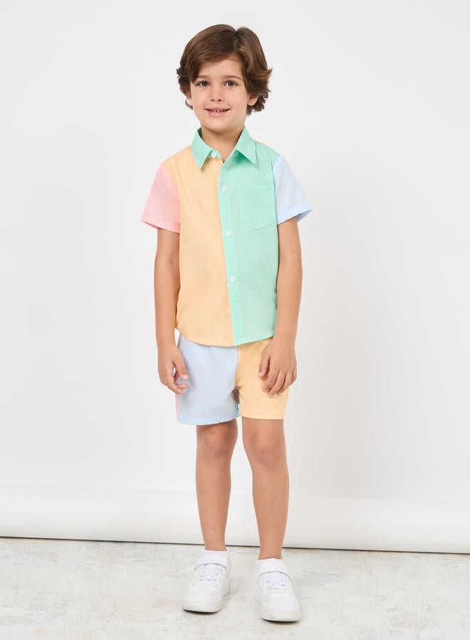 Styli Colorblock Shirt and Short Set  - Image 1