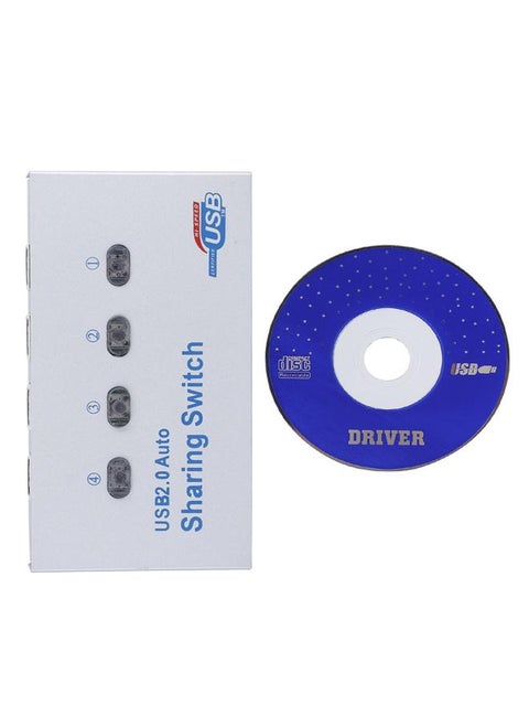 PC Computer USB 2.0 Auto / Manual Sharing Switch Hub 4 Port Adapter for Printer Scanner Plotter