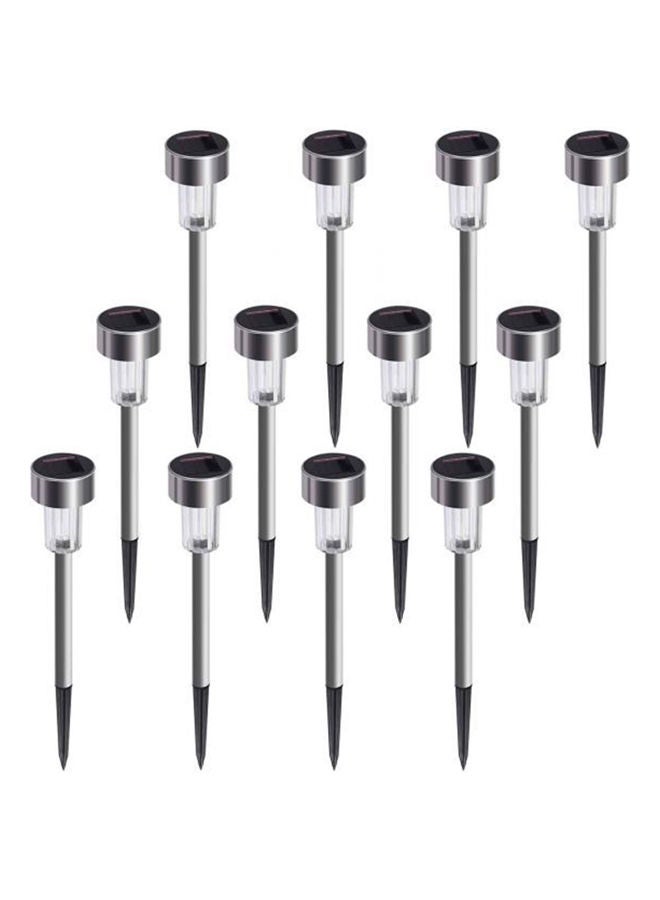 NIBEMINENT 12 Pack Outdoor Solar Path Light Silver/Clear/Black ‎ 34.29 x 6.1 6.1cm - Image 1