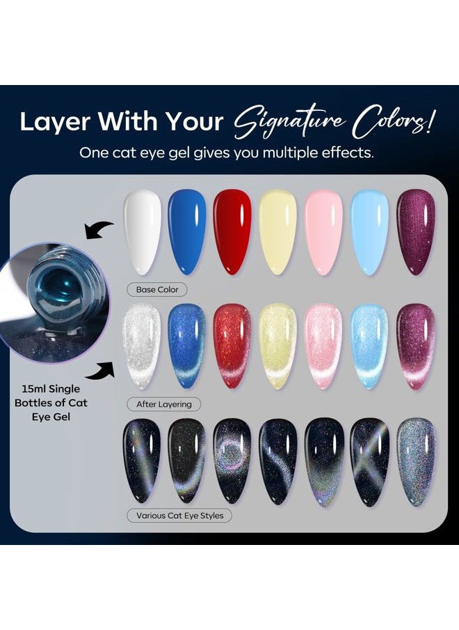modelones - Modelones Cat Eye Gel Nail Polish, 15 ML Glitter Gel Polish with Magnet Sparkle Galaxy Series Winter Nail Gel Polish Soak Off Led Reflective Nail Art Gel Manicure Salon DIY Gifts - Image 1