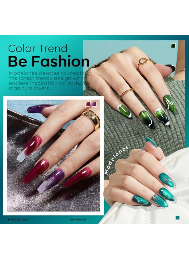modelones - Modelones Cat Eye Gel Nail Polish, 15 ML Glitter Gel Polish with Magnet Sparkle Galaxy Series Winter Nail Gel Polish Soak Off Led Reflective Nail Art Gel Manicure Salon DIY Gifts - Image 1
