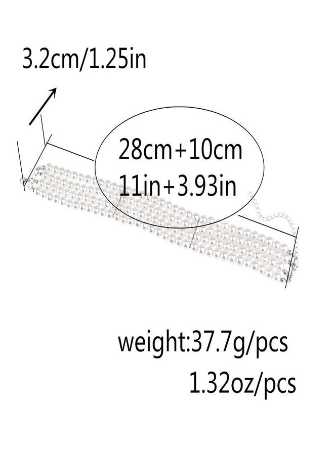 Aimimier Vintage Layered Faux Pearl Choker Necklace Stacked Faux Pearl Necklace Prom Party Festival Statement Jewelry for Women - Image 4