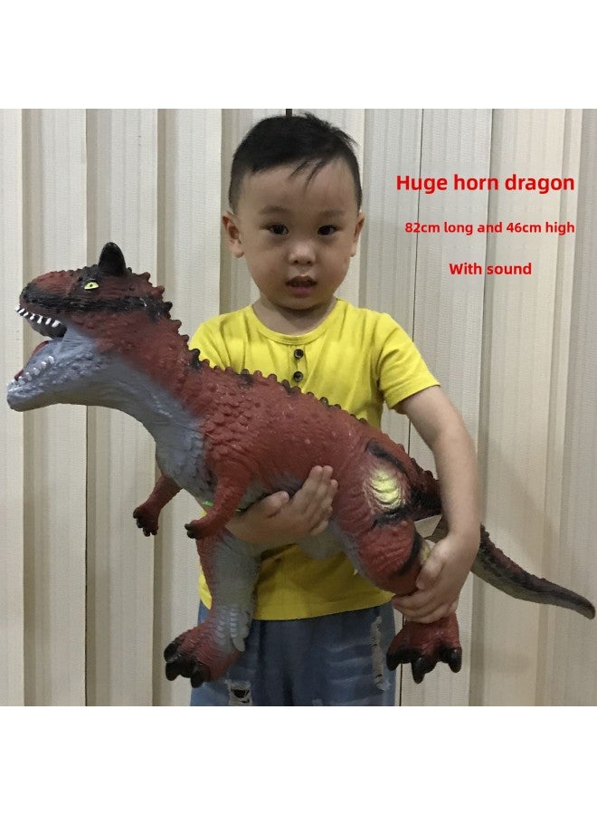 Super Large Simulation Soft Glue Dinosaur Toy Animal Model Triceratops Toy Boy Gift Children Gift-Color:Giant Red Ox-horned Dragon (with Call) - Image 1