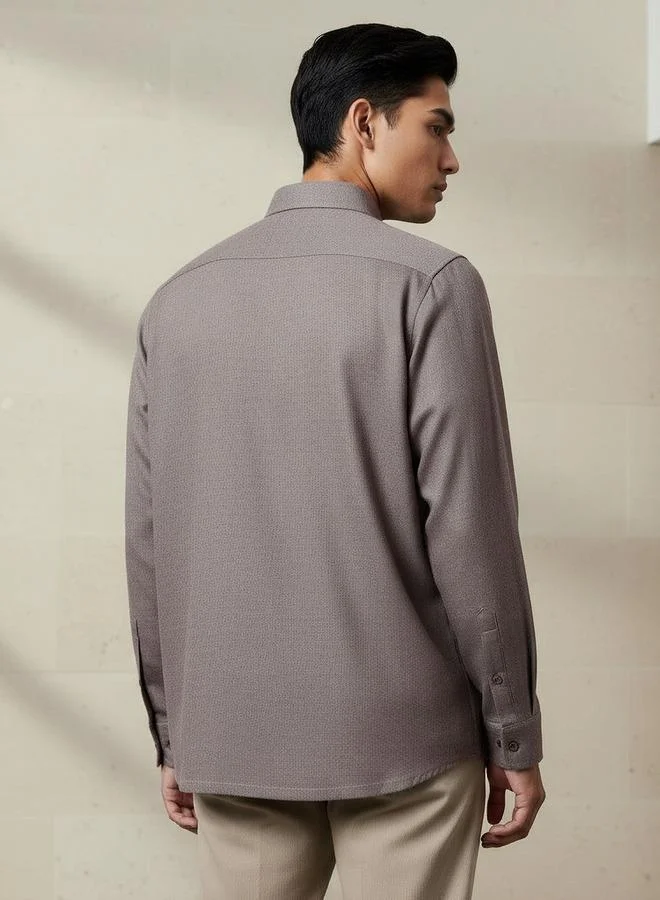 Splash FAV Beige Men Regular Fit Collared Long Sleeves Shirt for Men | Best Price UAE
