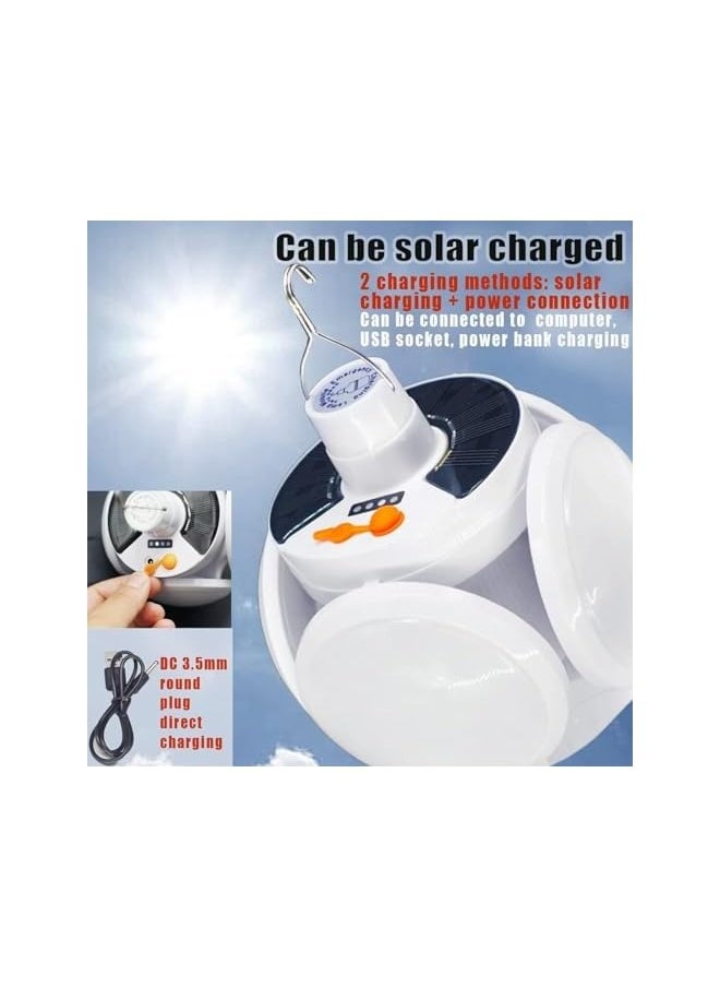 erorex Multipurpose Flash light Outdoor Camping Lantern Light Solar Rechargeable LED Outdoor Camp Tent Light with USB Charging Foldable Bulb Picnic Light Battery Operated for Car Repairing Workshop  - Image 2