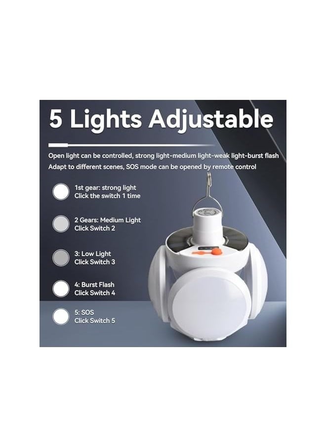 erorex Multipurpose Flash light Outdoor Camping Lantern Light Solar Rechargeable LED Outdoor Camp Tent Light with USB Charging Foldable Bulb Picnic Light Battery Operated for Car Repairing Workshop  - Image 3