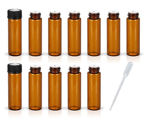ZbFwmx 12 Pack Set Brown Screw Cap Glass Bottle Small Mini Empty Oil Amber Vial (5ml) - Image 1