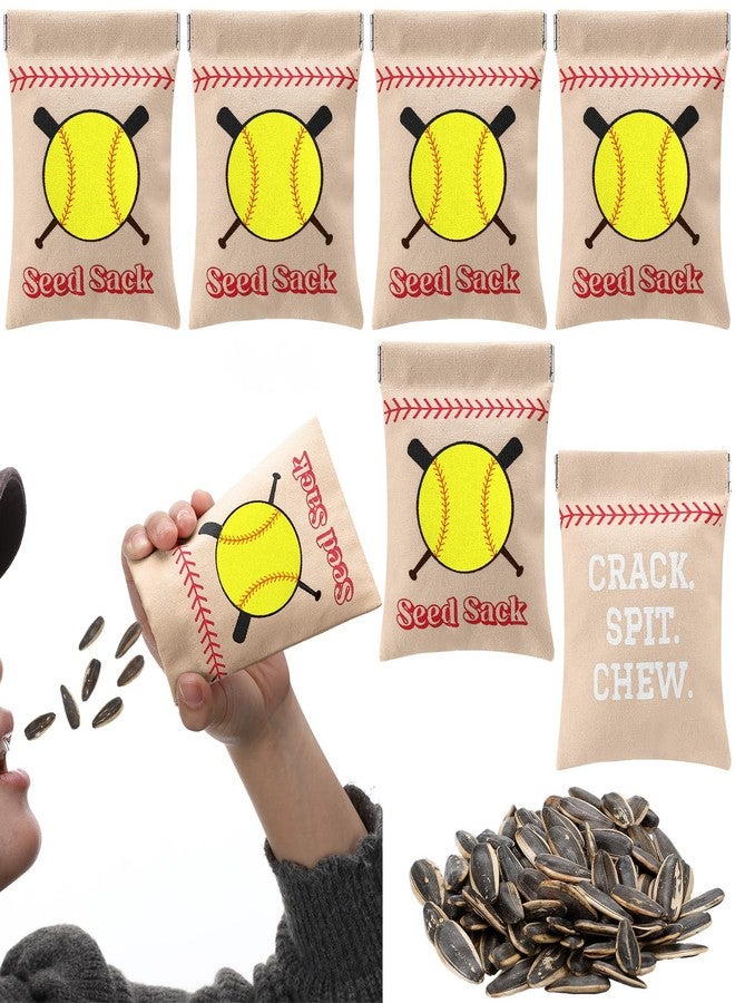 Bulyoou 6 Softball Seed Sack Bags for Team Gift Seed Sack Personalize Sport Pouch Coin Purse Original Gift Bags for Softball Field Team Senior Night Party Favors - Image 1