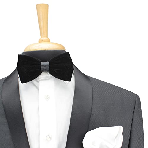 Peluche Solid Essentials Black Velvet Bow Tie - Image 3