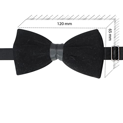 Peluche Solid Essentials Black Velvet Bow Tie - Image 2