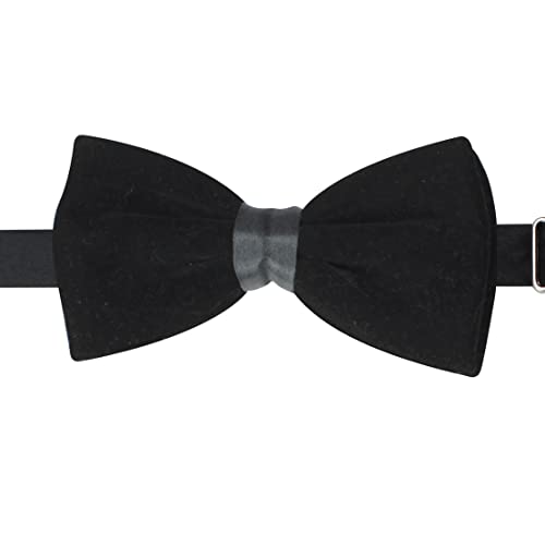 Peluche Solid Essentials Black Velvet Bow Tie - Image 5