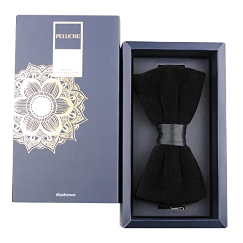 Peluche Solid Essentials Black Velvet Bow Tie - Image 4