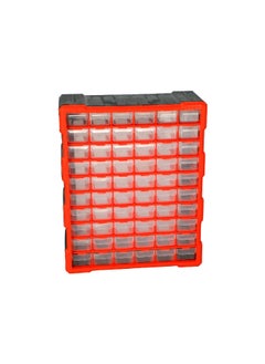 Tactix 60-Drawer Compact and Durable Plastic Storage Box Black and Orange 48.5 x 38.5 x 16 cm 320638  - Image 1