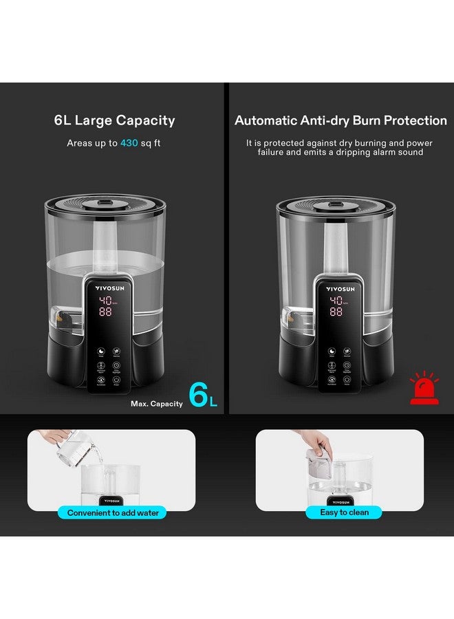 VIVOSUN VIVOSUN 6L 2-in-1 Cool & Warm Mist Ultrasonic Humidifier with Essential Oil Box & Remote Control for Bedrooms, Offices, Plants, Dryness, and Skincare  - Image 4