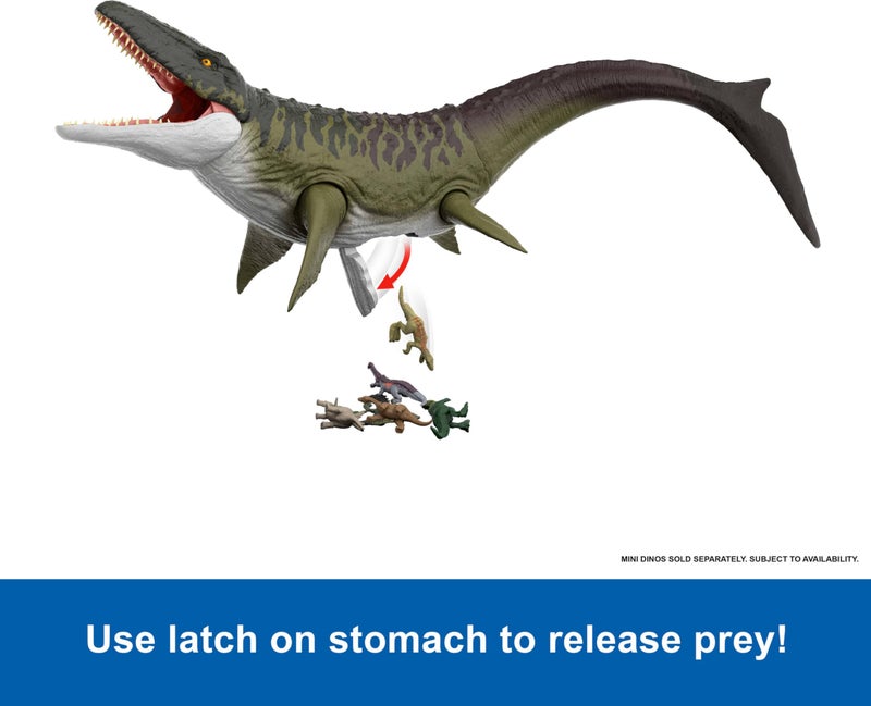 JURASSIC WORLD Jurassic Mattel World Rebirth Super Colossal Mosasaurus Action Figure, Dinosaur Toy with 2 Attack Actions, Movie-Accurate & Posable - Image 5