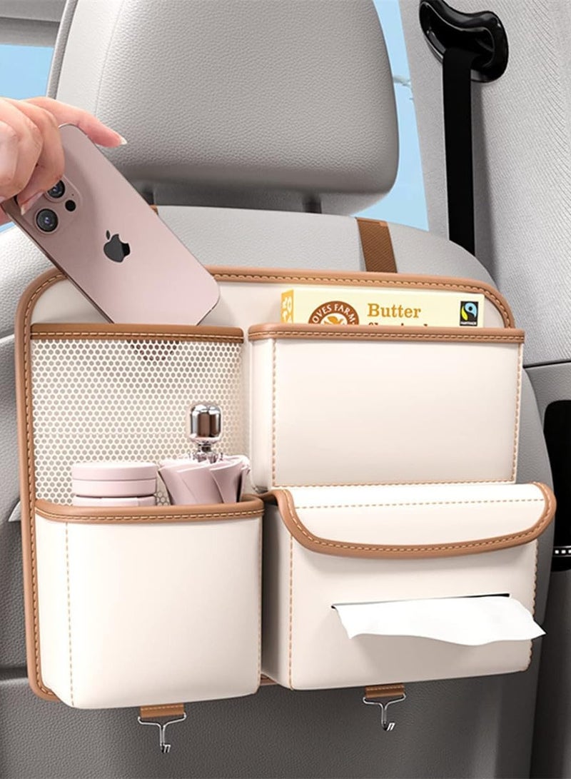 Bukela Car Backseat Organizer, Seat Back Organizers, Hanging Car Storage Bag, Car Travel Accessories, PU Leather Material, Compatible with Most Vehicles, Inner Car Accessories - Image 1