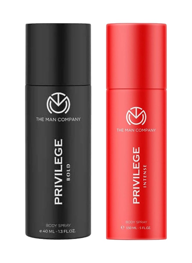 The Man Company Pack Of 2 Privilege Active Deodorant For Men| Premium Body Spray | Long-Lasting Fragrance | Perfect Deo For Everyday Use | Gift For Husband, Boyfriend - 150ml Black/Red 
