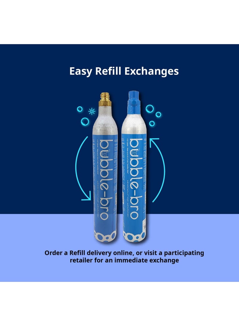 Bubble-Bro 60L CO2 Cylinder Refill Exchange - Exchange Empty Cylinder with a Full Cylinder | 410g Food-Grade CO2, Compatible with Soda Machine & Other Standard EU/US 60L Soda Makers - Image 4