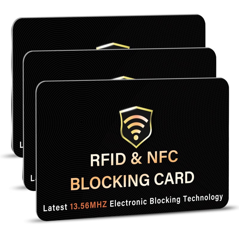 SaiTech IT 3 Pack RFID Blocking Card, One Card Protects Entire Wallet Purse, NFC Contactless Bank Debit Credit Card Protector ID ATM Guard Card Blockerâ€“(Black) - Image 1