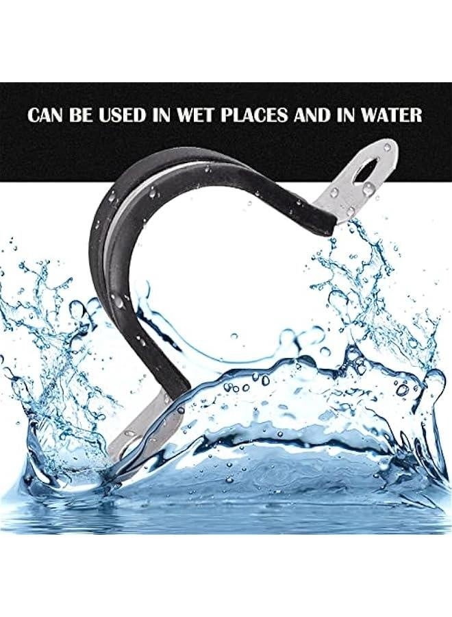 12 Pcs 22mm Rubber Pipe Strap 304 stainless steel Rubber Cushioned Cable Clamp, 2 hole u-tube strap clamp for Tube, Pipe or Wire Cord Installation - Image 4