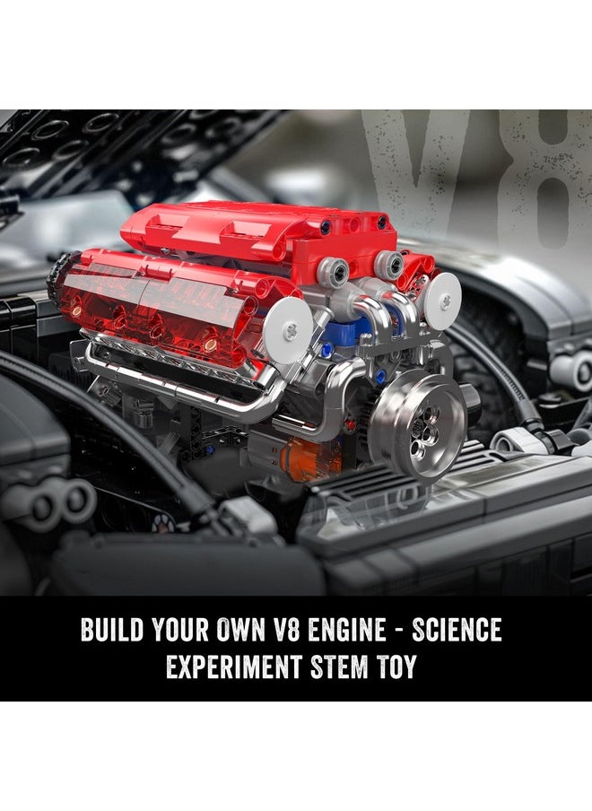 mould king Mould King 10155 V8 Engine Model Kit - Build Your Own V8 Engine Toy, 552+ Pcs Building Blocks Kits That Run, 8-Cylinder Petrol Car Engine Replica Model Building Kit for Kids/Teens  - Image 2