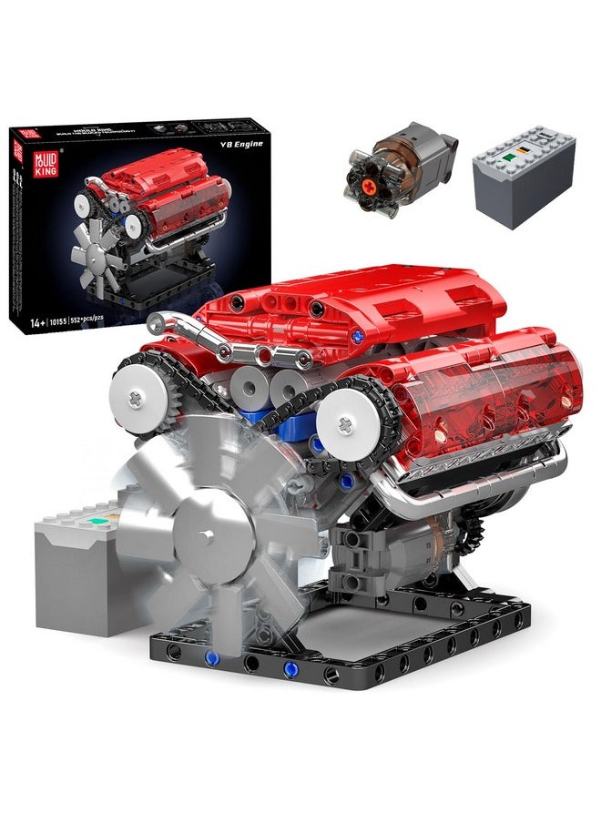 mould king Mould King 10155 V8 Engine Model Kit - Build Your Own V8 Engine Toy, 552+ Pcs Building Blocks Kits That Run, 8-Cylinder Petrol Car Engine Replica Model Building Kit for Kids/Teens  - Image 1