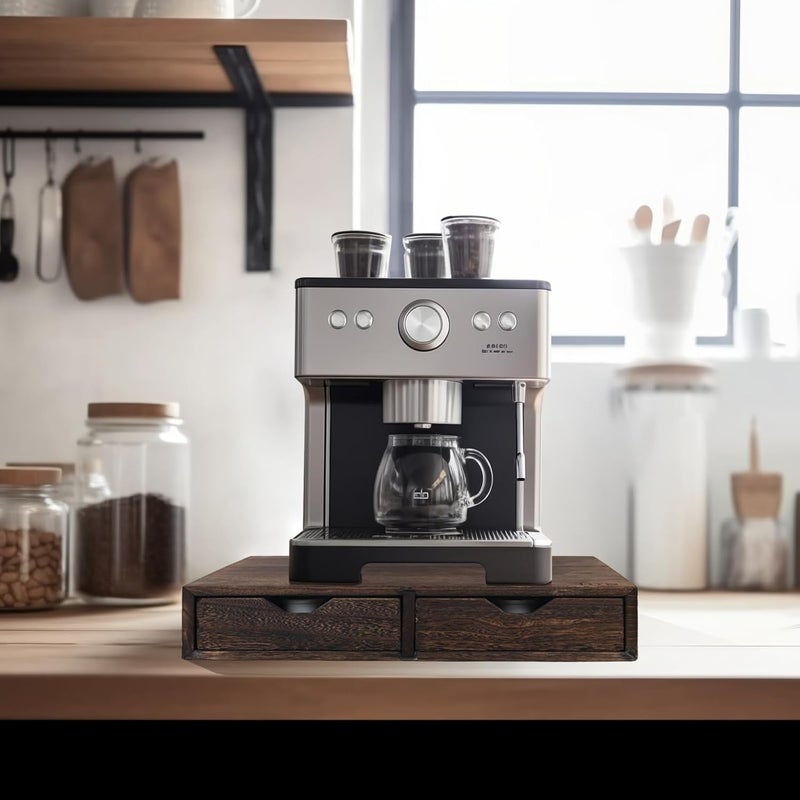HTB K Cup Holder Compatible with K Cups,Coffee Pod Holder Holds Up 30 Cups,K Cup Organizer Storage Drawer (Wood-b) - Image 2