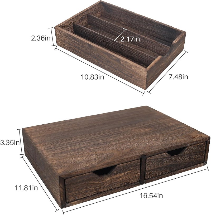 HTB K Cup Holder Compatible with K Cups,Coffee Pod Holder Holds Up 30 Cups,K Cup Organizer Storage Drawer (Wood-b) - Image 3