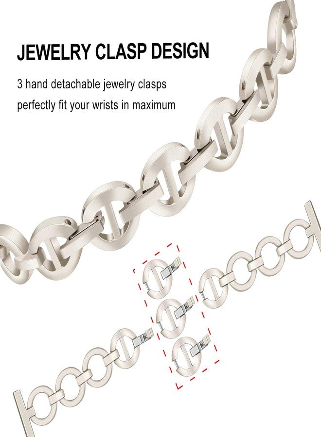 TRUMiRR Women Band for Vivoactive 6 Lunar Gold, Stainless Steel Watchband Jewelry Strap for Garmin Vivoactive 5 / Approach S50 Cream Gold - Image 5