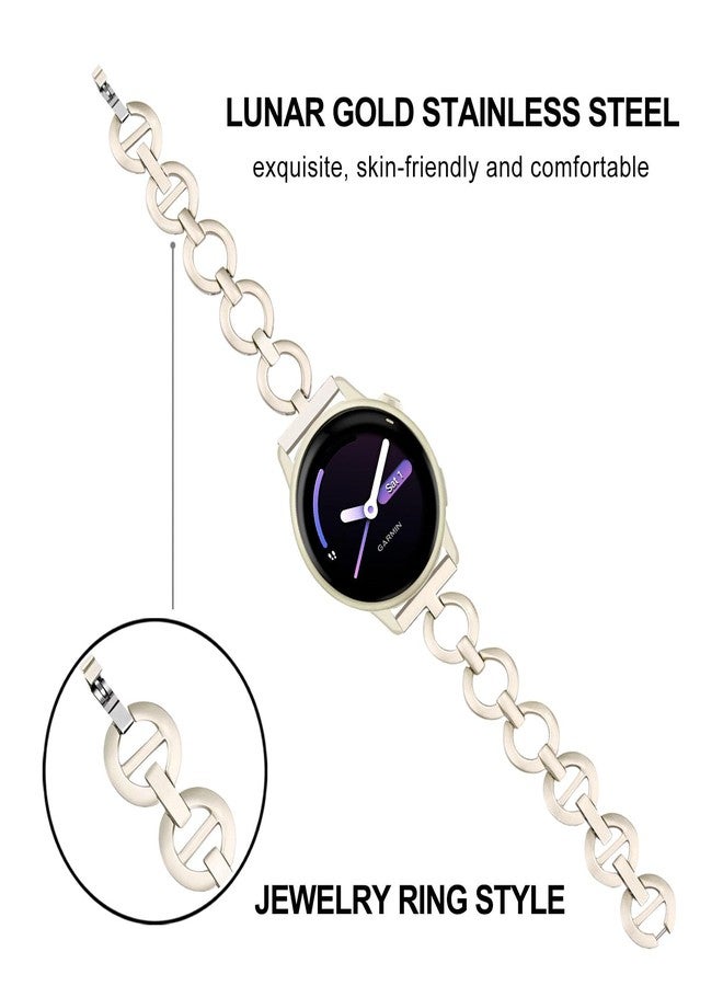 TRUMiRR Women Band for Vivoactive 6 Lunar Gold, Stainless Steel Watchband Jewelry Strap for Garmin Vivoactive 5 / Approach S50 Cream Gold - Image 4