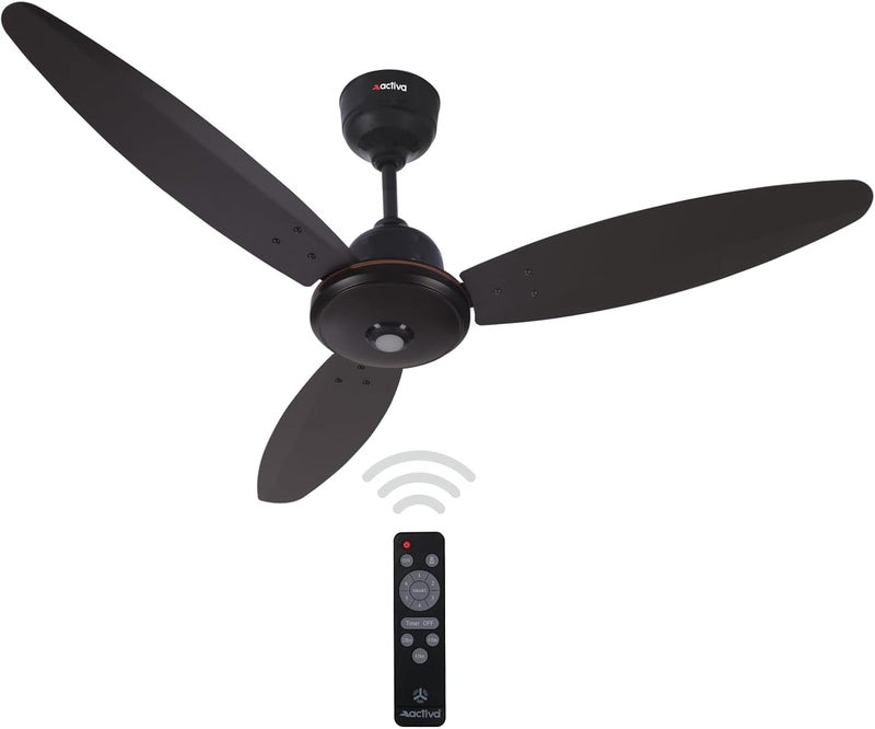 Activa Gracia 1200 MM (28 Watts) BLDC Motor Fan With LED Light |Remote| 3 Blade Energy Saving Ceiling Fan With 5 Year Warranty (Smoke Brown) - Image 1