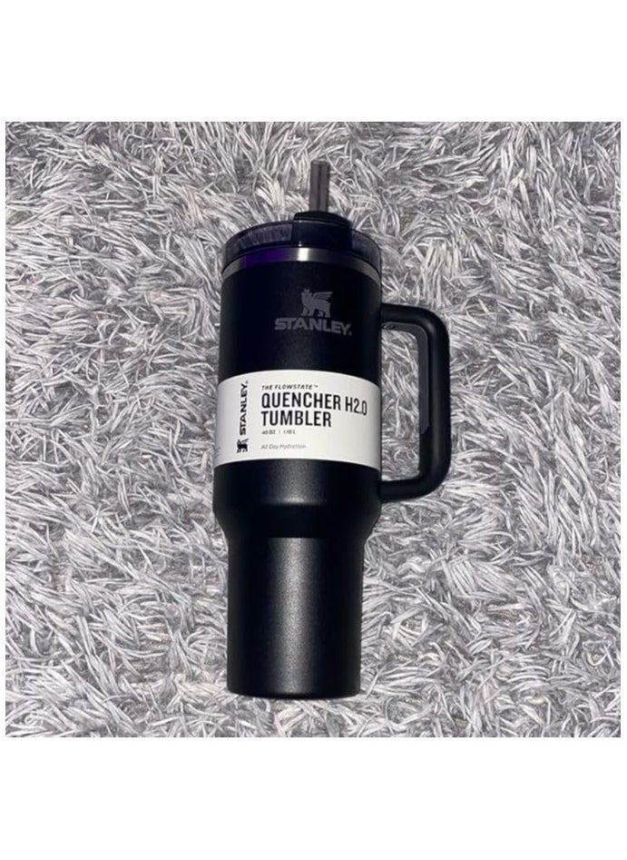 Stanley - Stanley Quencher H2.0 Flowstat Vacuum Insulated Stainless Steel Tumbler with Lid and Straw for Water, Iced Tea, Coffee, Smoothies and More, Black 2.0, 1.18 L - Image 1