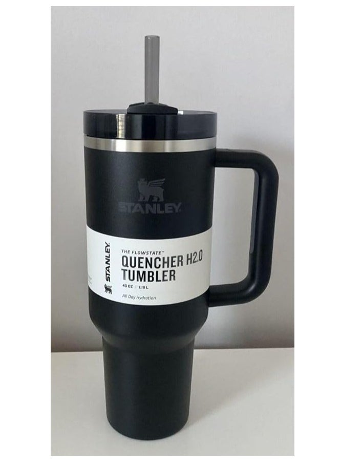 Stanley - Stanley Quencher H2.0 Flowstat Vacuum Insulated Stainless Steel Tumbler with Lid and Straw for Water, Iced Tea, Coffee, Smoothies and More, Black 2.0, 1.18 L - Image 1