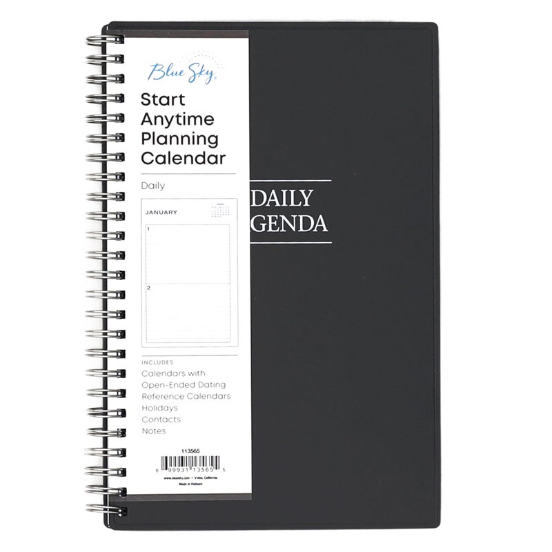 Blue Sky Undated Daily Planner, Flexible Cover, Twin-Wire Binding, 5.5" x 8.5", Passages - Image 1