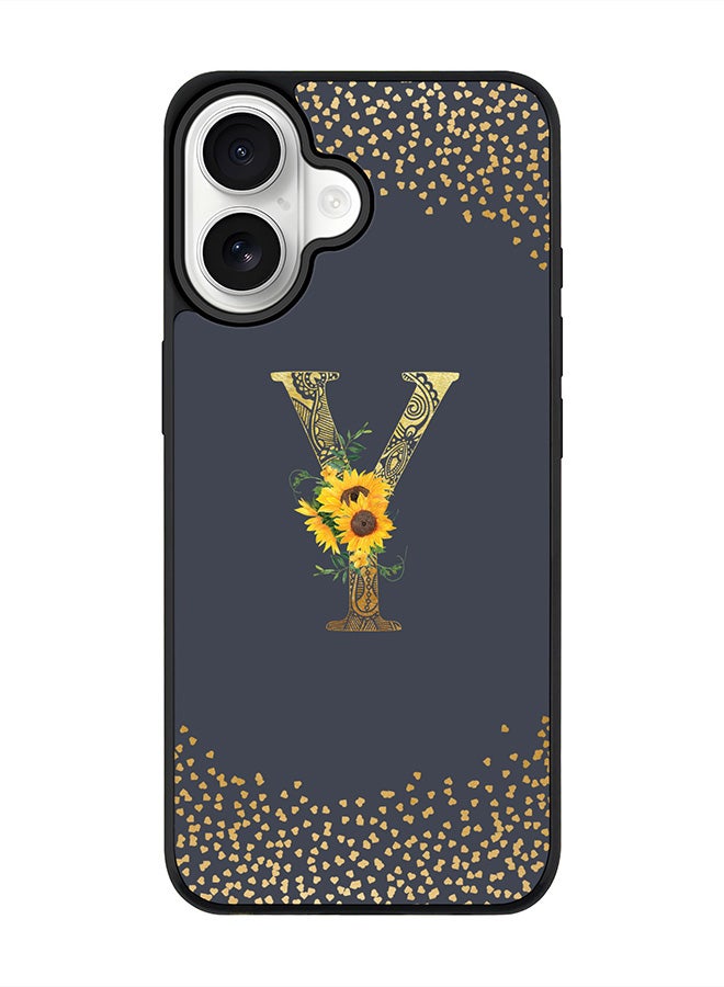 Stylizedd iPhone 17 Case, [Compatible with MagSafe] Slim Magnetic cover Phone Case iPhone 17 -Custom Floral Monogram - Y  (Grey ) - Image 1