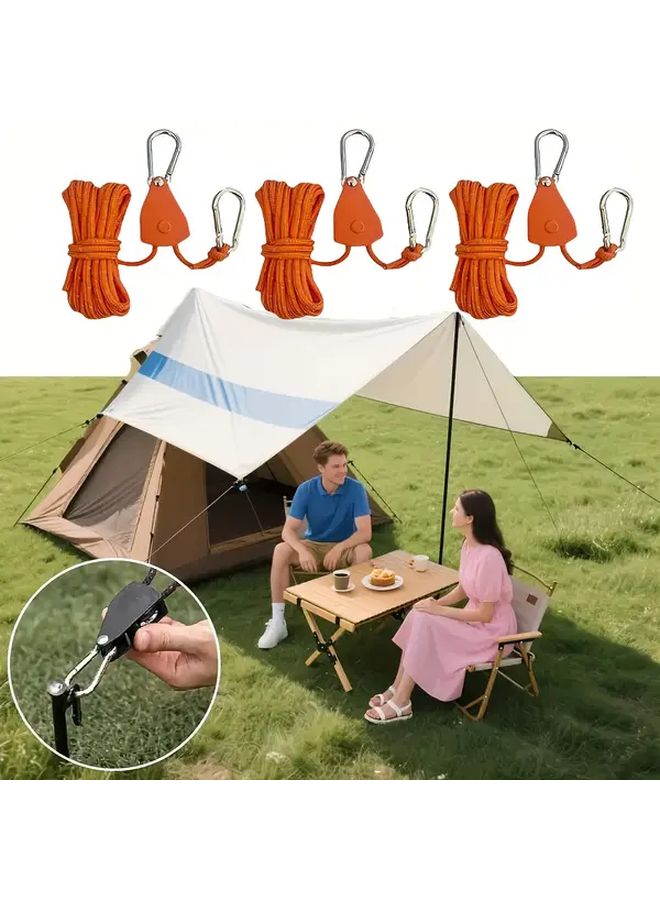 6pcs Orange Reflective Windproof Tie Down Ropes with Ratchet Tensioner 157.48inch - Image 2