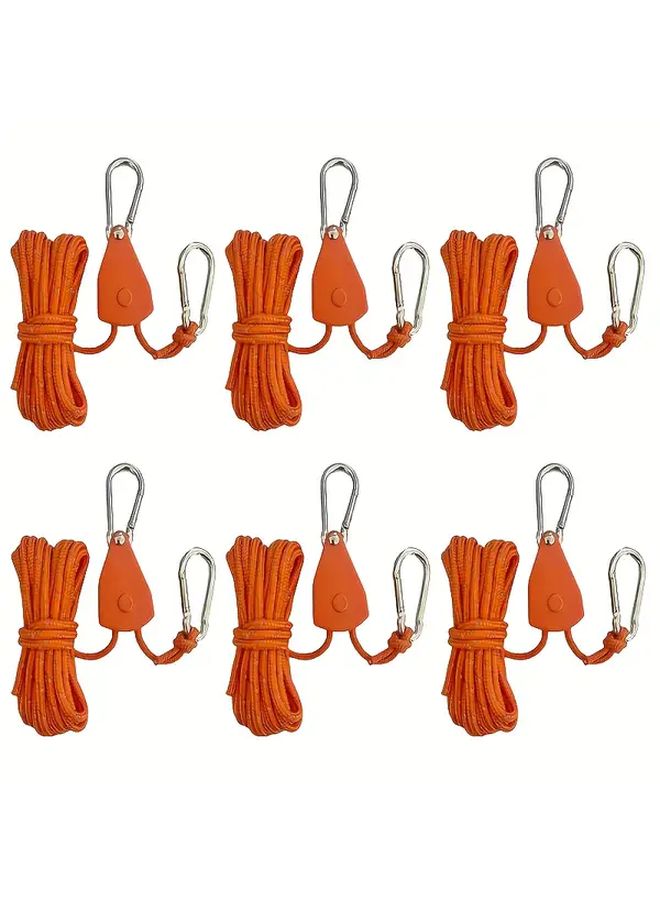 6pcs Orange Reflective Windproof Tie Down Ropes with Ratchet Tensioner 157.48inch - Image 1
