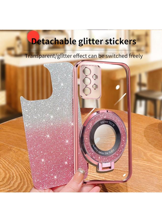 S-TOP Case For Samsung Galaxy A13 Plated Gradient Glitter Round Holder TPU Phone Case - Image 4