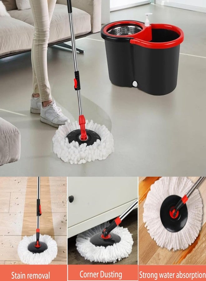 Roixeeds Spin Mop and Bucket with Wringer Set, 360° Spinning Mop Bucket System with 3 Microfiber Mop Replacement Heads, 61" Stainless Steel Extended Handle for Floor Cleaning Home Office - Image 5