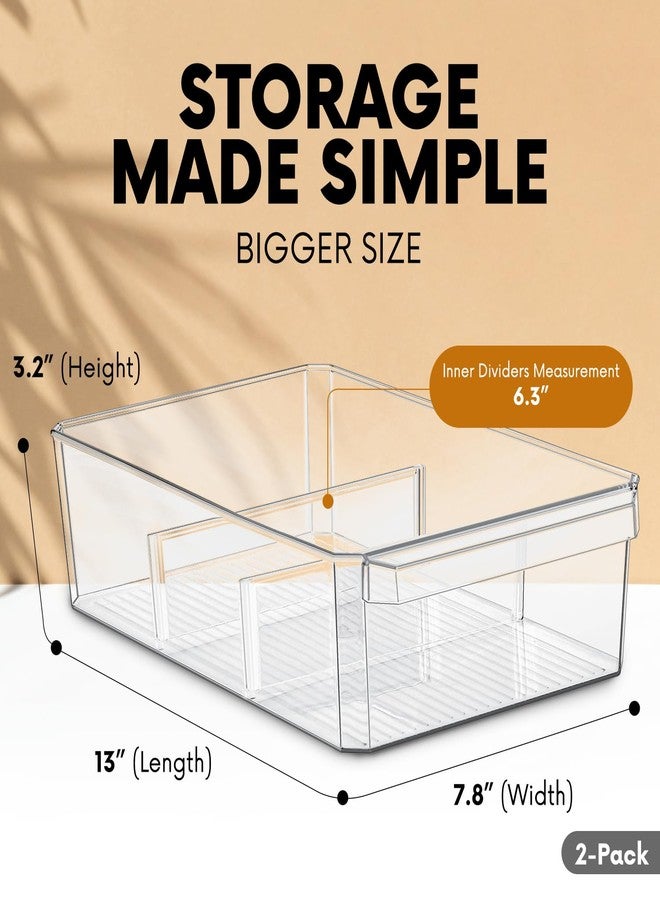 ShelfShaper Clear Large Plastic Storage Bins with Removable Dividers, Pantry Organizers and Storage Containers Fridge Organizer Bin for Organizing Kitchen Under Sink Bathroom Refrigerator Organization Freezer - Image 2