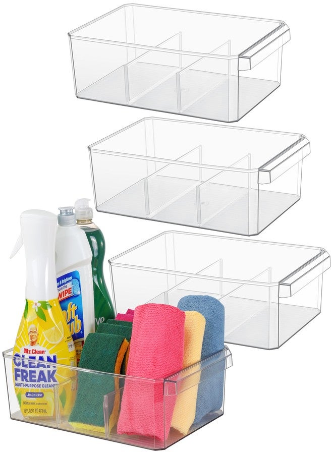 ShelfShaper Clear Large Plastic Storage Bins with Removable Dividers, Pantry Organizers and Storage Containers Fridge Organizer Bin for Organizing Kitchen Under Sink Bathroom Refrigerator Organization Freezer - Image 1