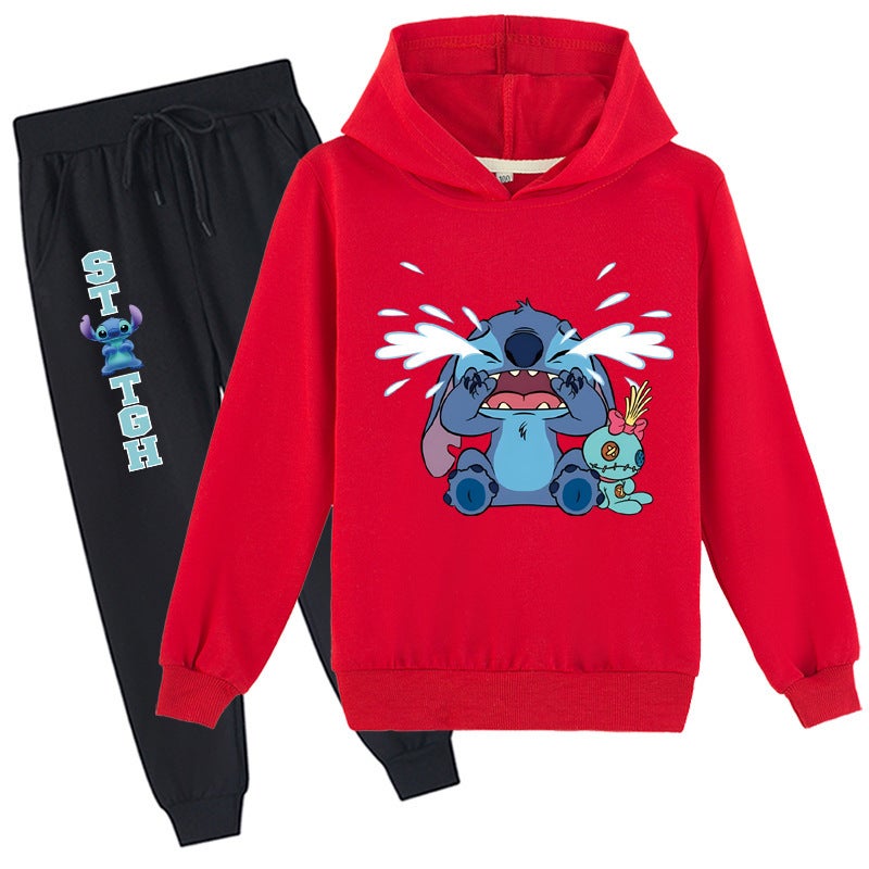 Children'S Clothing New Large Children'S Cartoon Printed Hoodie Vests + Trousers Set K363 - Image 3