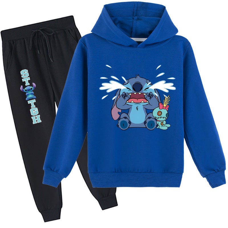 Children'S Clothing New Large Children'S Cartoon Printed Hoodie Vests + Trousers Set K363 - Image 1