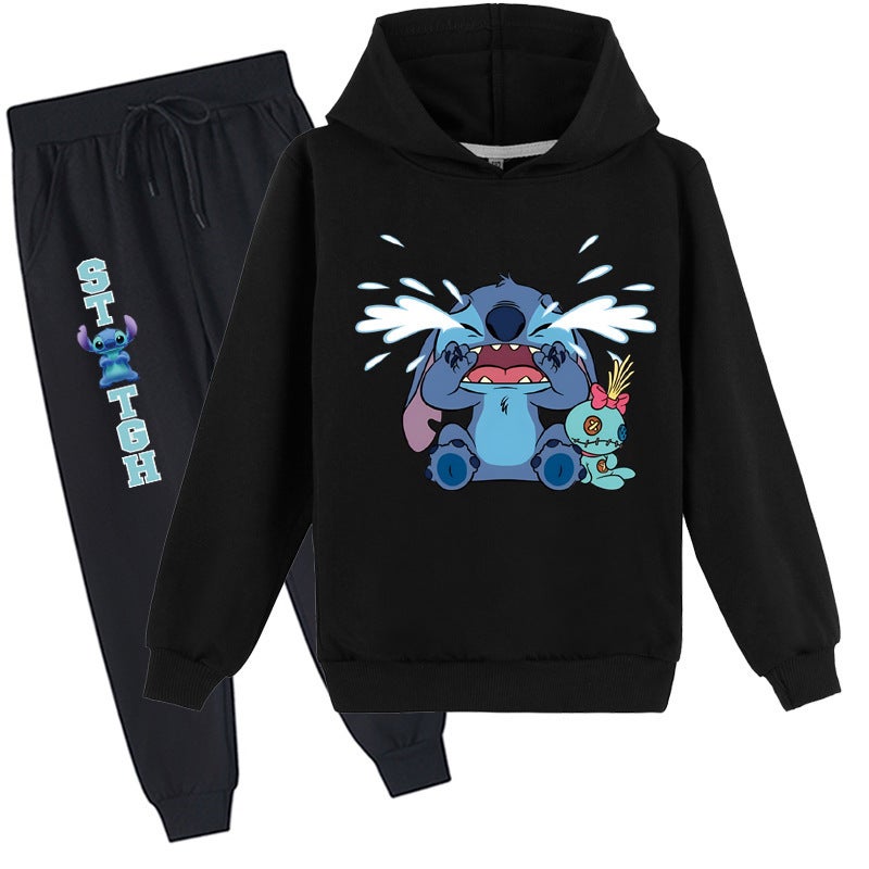 Children'S Clothing New Large Children'S Cartoon Printed Hoodie Vests + Trousers Set K363 - Image 4