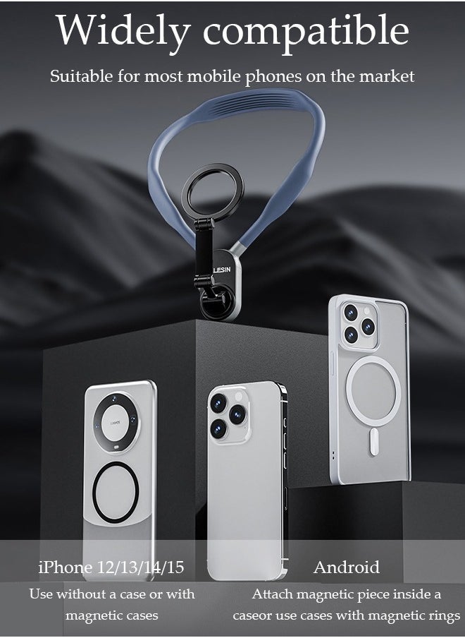 Magnetic Neck Mount for Mobile Phone Compatible Cell Phone Neck Holder Vlog Selfie Mount Hand Free Chest Stand for iPhone 15 14 13 12 Series Android Phones  - Image 2