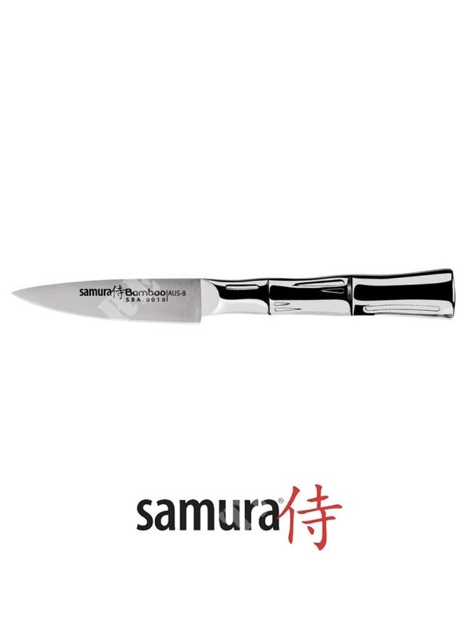 SAMURA BAMBOO Paring Knife 80 mm | Small 3.2-Inch Stainless Steel Fruit & Vegetable Knife | AUS‑8 Japanese Steel | Full Metal Bamboo Handle | Precision Peeling Knife for Kitchen - Image 3