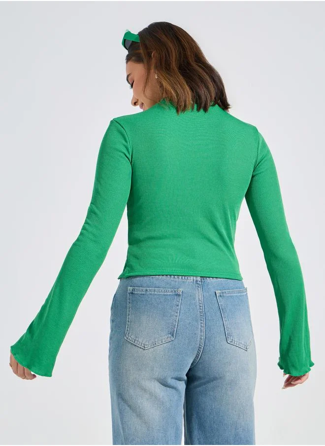 Take Two Asymmetric Hem Gathered Knit Top by Styli