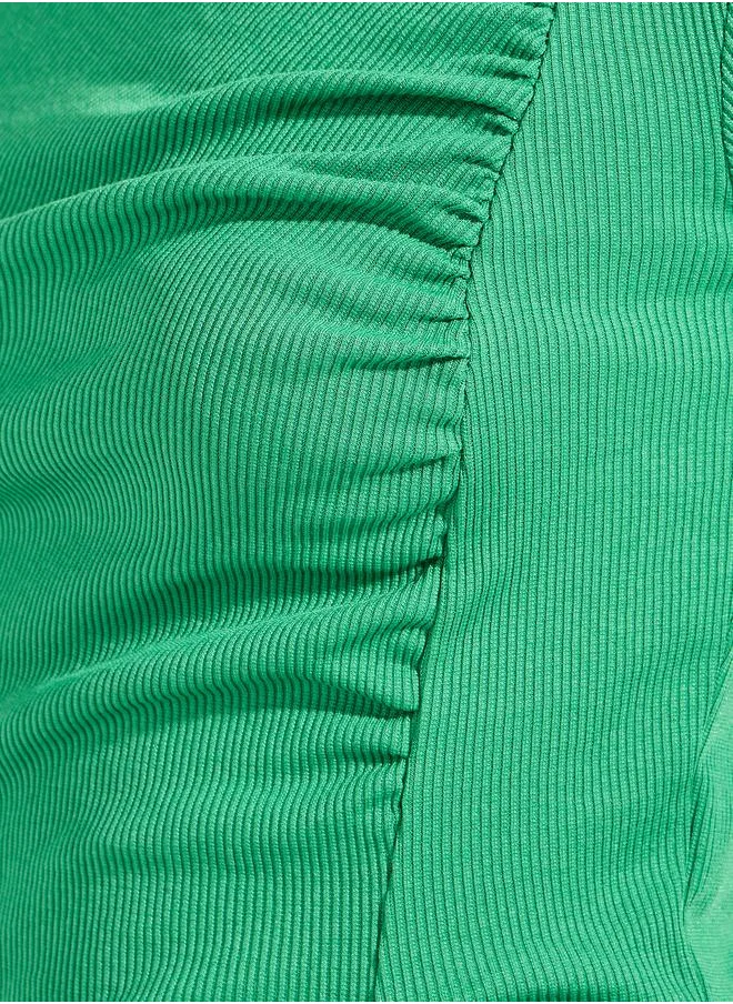 Take Two Asymmetric Hem Gathered Knit Top by Styli